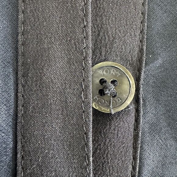 Tory Burch silk blouse sheer long sleeves navy size 8 - Picture 6 of 9